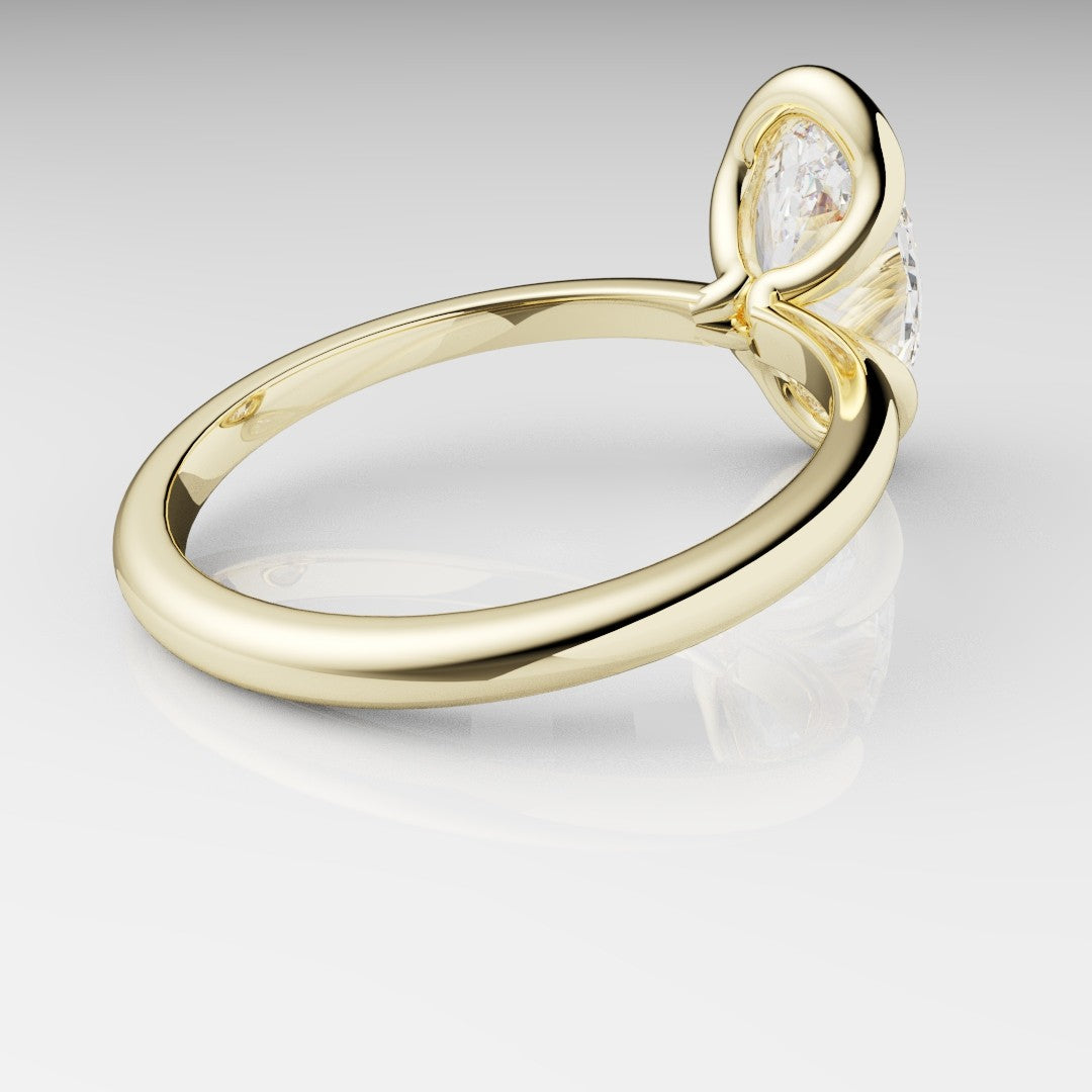 Unique Rubover Solitaire Oval Diamond Engagement Ring