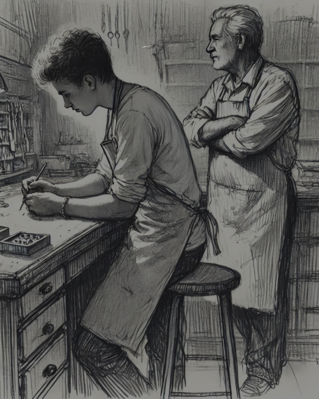 Yound jewellery apprentice starting his career at the bench in London'sHatton Garden
