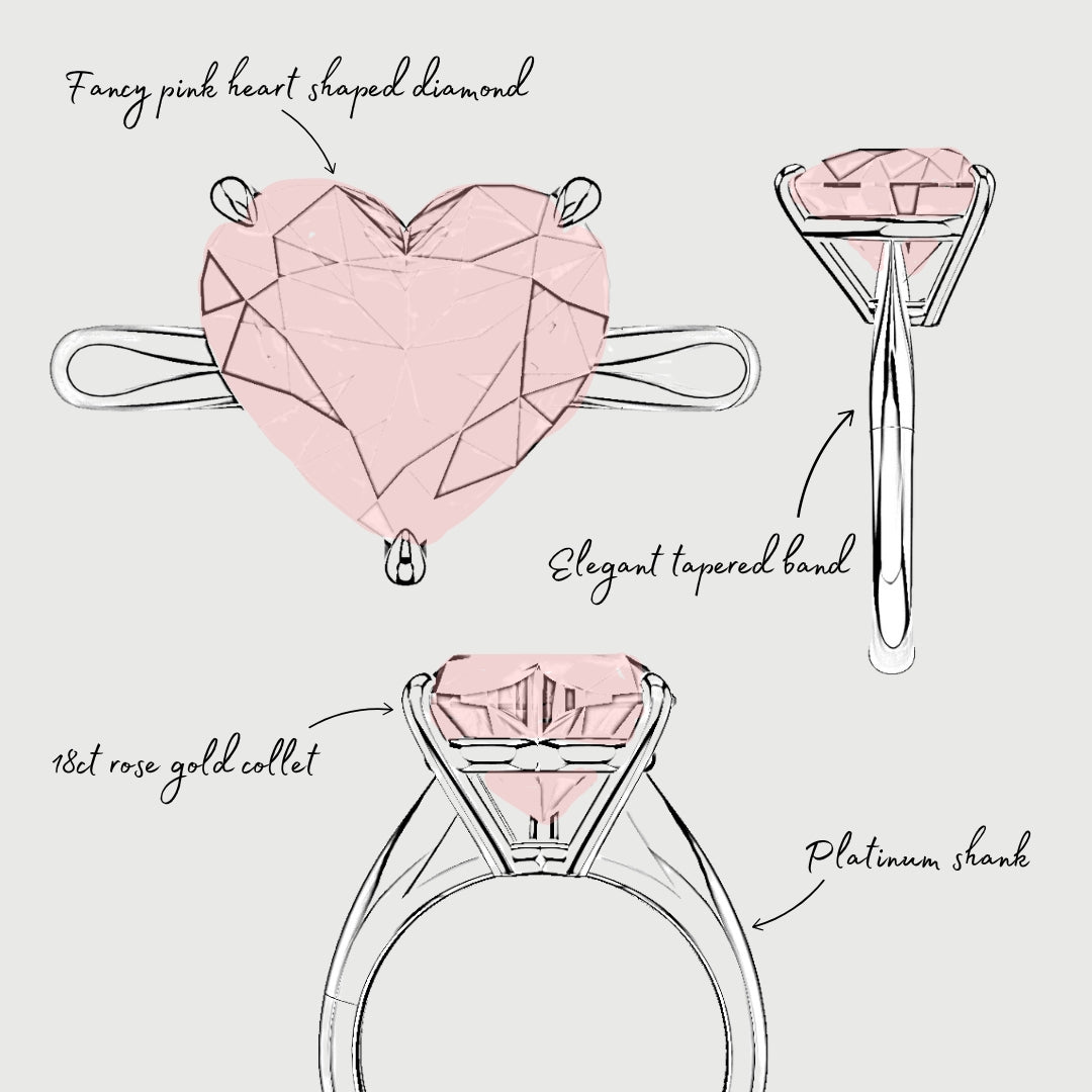 solitaire heart pink diamond engagement ring