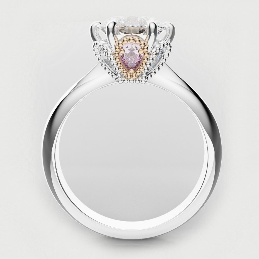 Round Brilliant Cut with Unique Pink Pear Diamond Hidden Halo