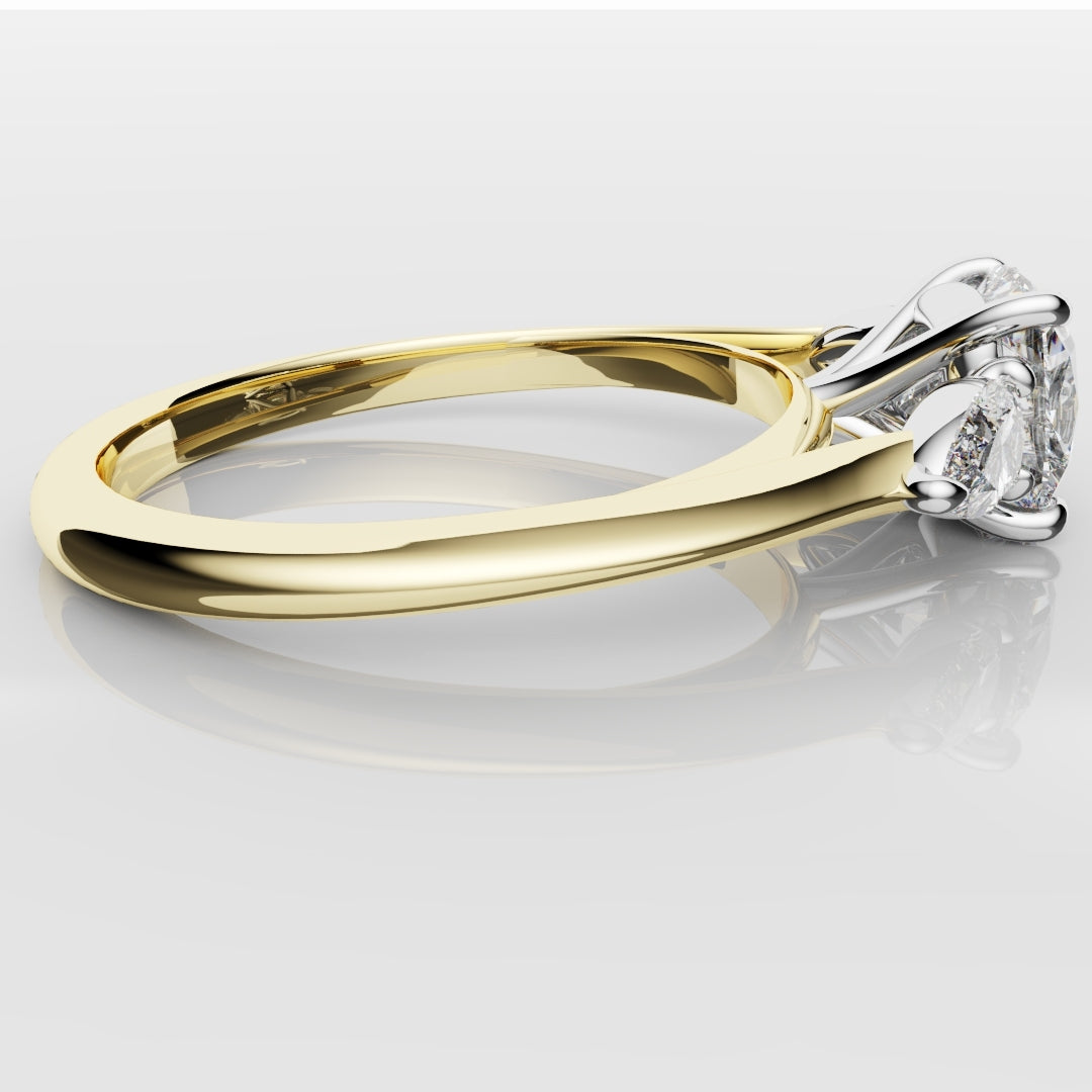 Cushion Cut Engagement Ring With Pear Shoulder Diamonds
