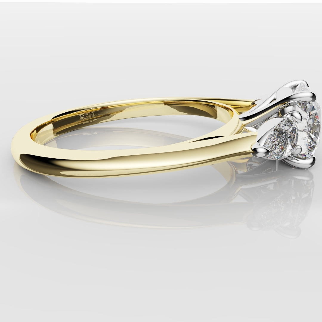 Cushion Cut Engagement Ring With Pear Shoulder Diamonds