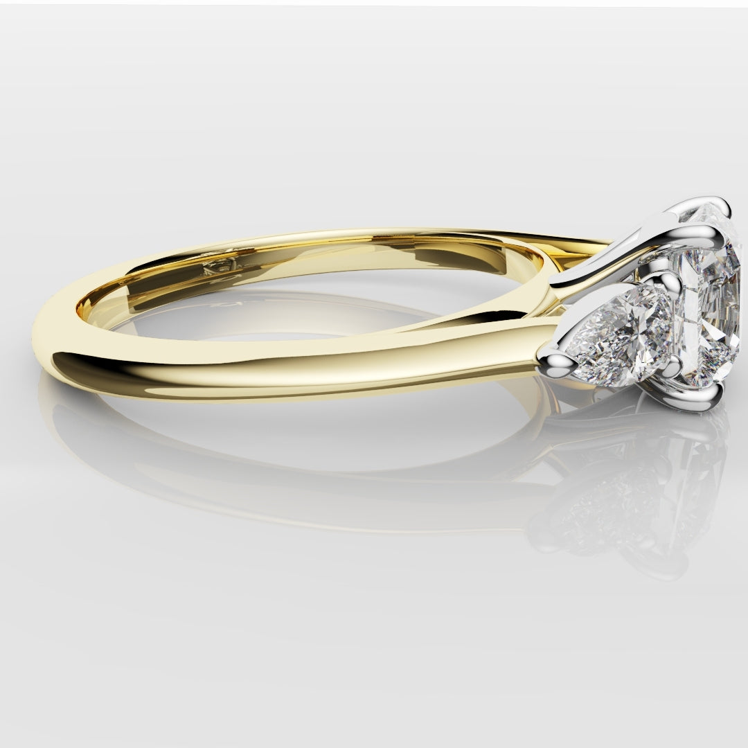 Cushion Cut Engagement Ring With Pear Shoulder Diamonds