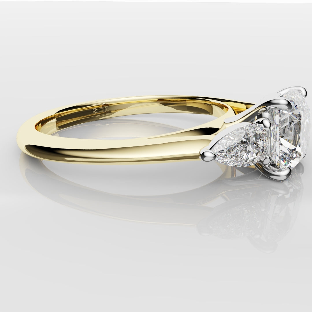 Cushion Cut Engagement Ring With Pear Shoulder Diamonds