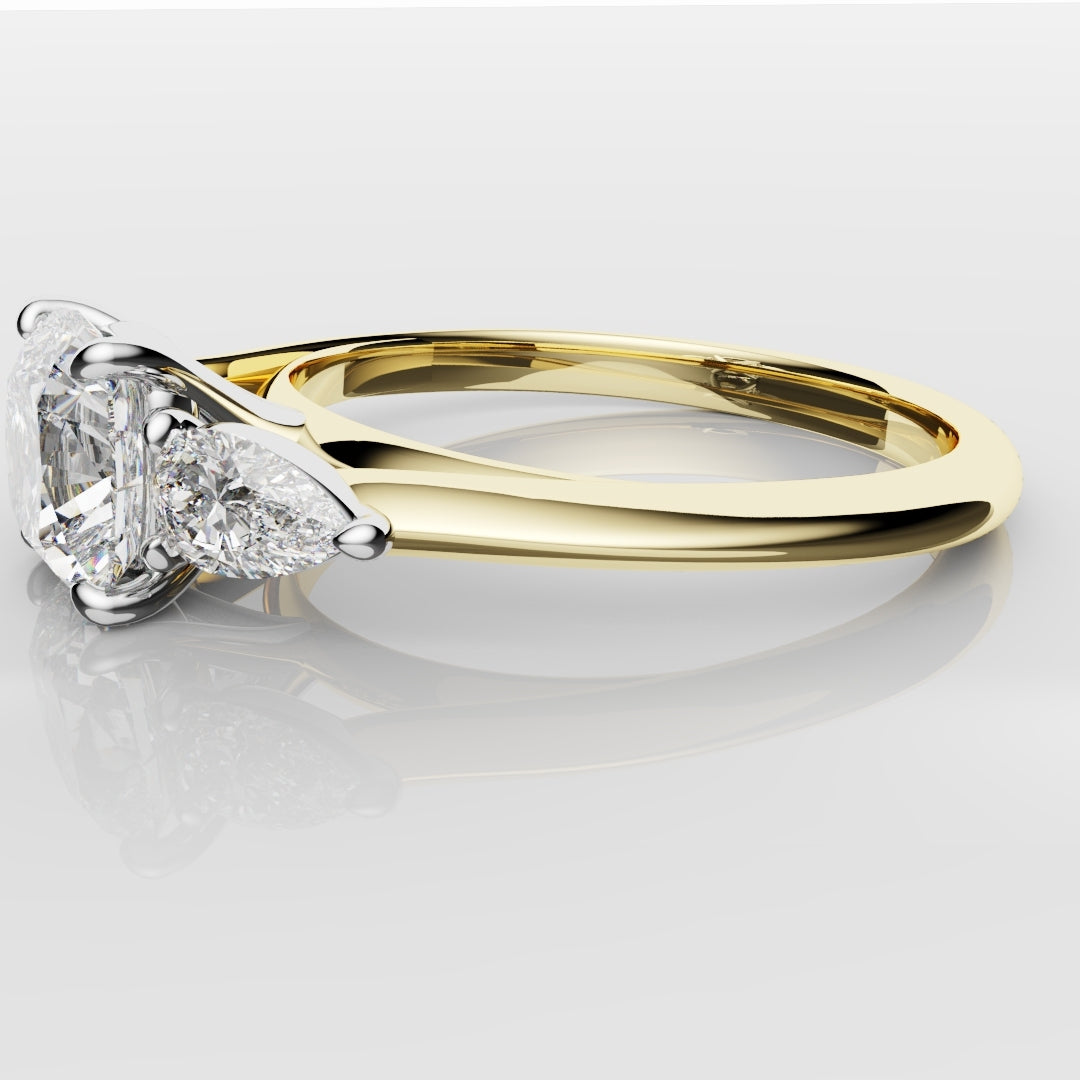 Cushion Cut Engagement Ring With Pear Shoulder Diamonds