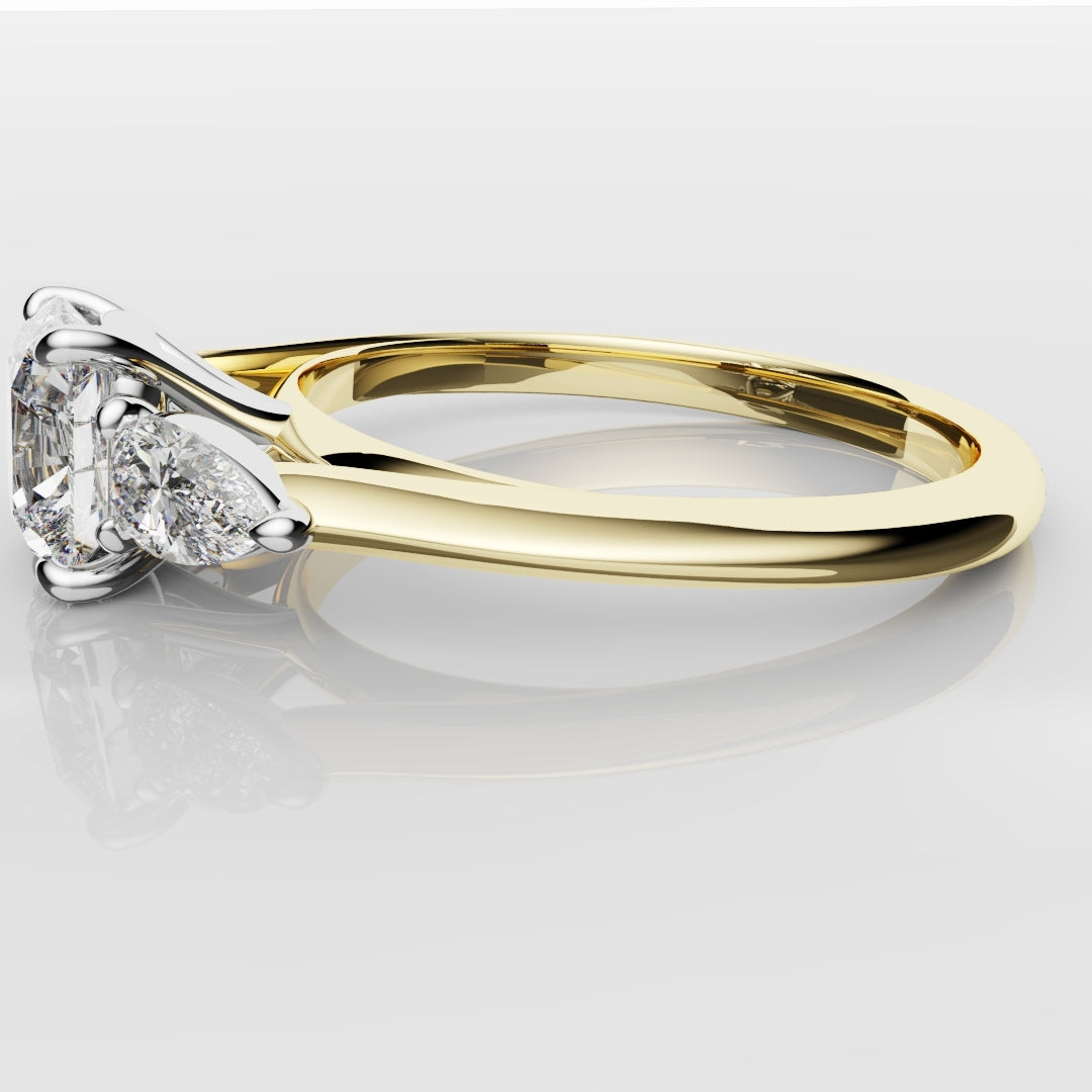 Cushion Cut Engagement Ring With Pear Shoulder Diamonds