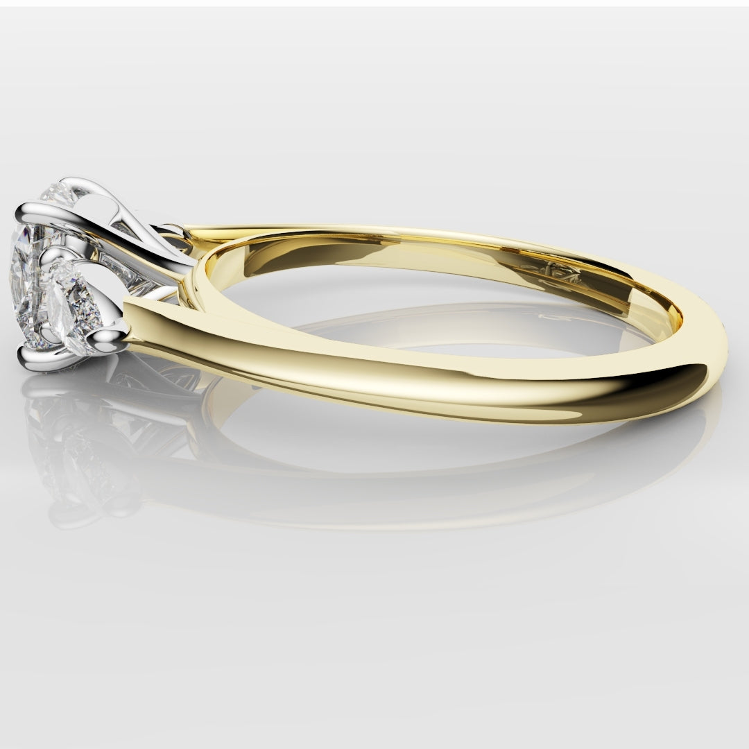 Cushion Cut Engagement Ring With Pear Shoulder Diamonds