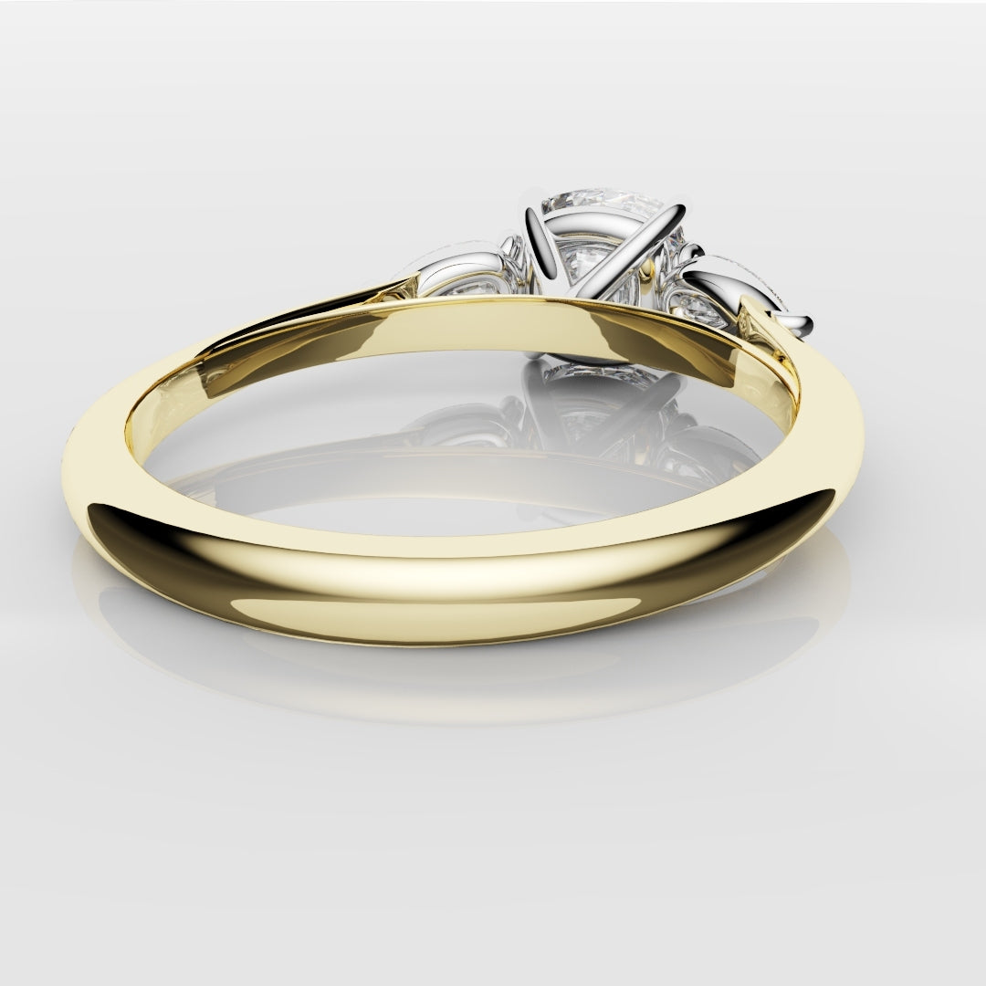 Cushion Cut Engagement Ring With Pear Shoulder Diamonds