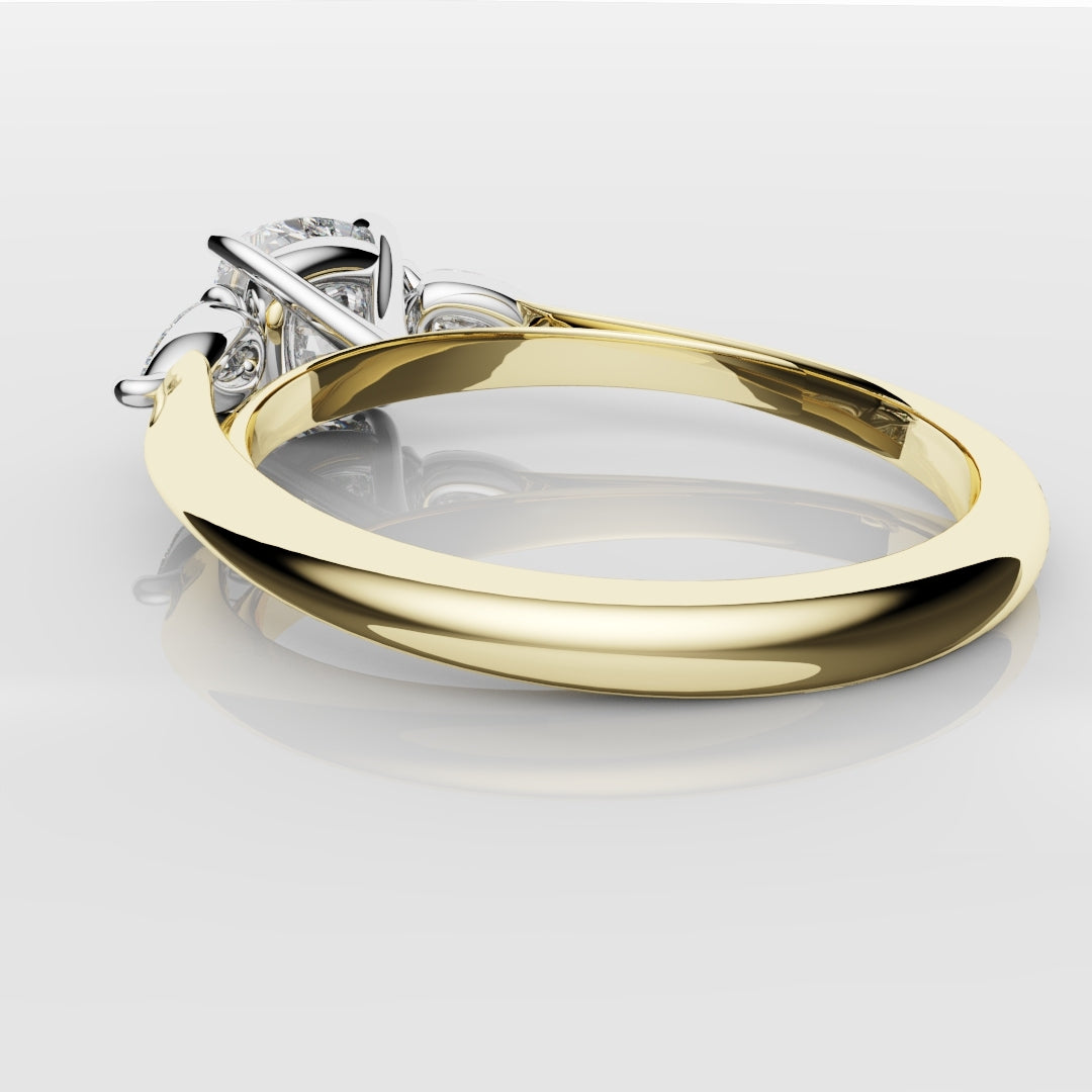 Cushion Cut Engagement Ring With Pear Shoulder Diamonds