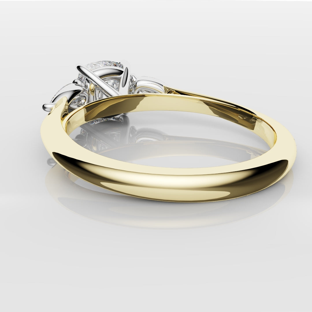 Cushion Cut Engagement Ring With Pear Shoulder Diamonds