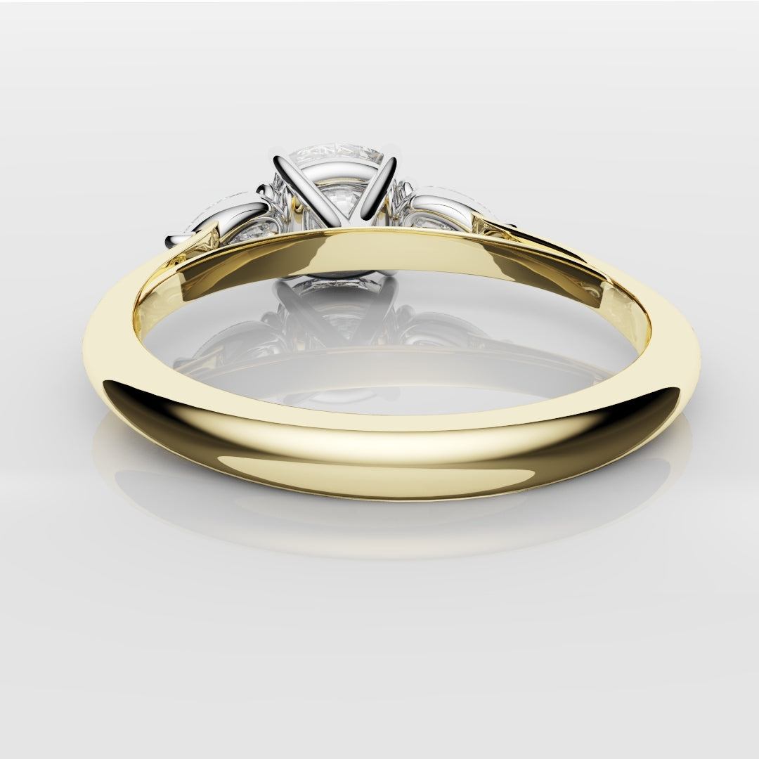 Cushion Cut Engagement Ring With Pear Shoulder Diamonds