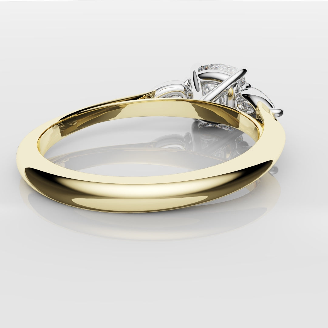 Cushion Cut Engagement Ring With Pear Shoulder Diamonds