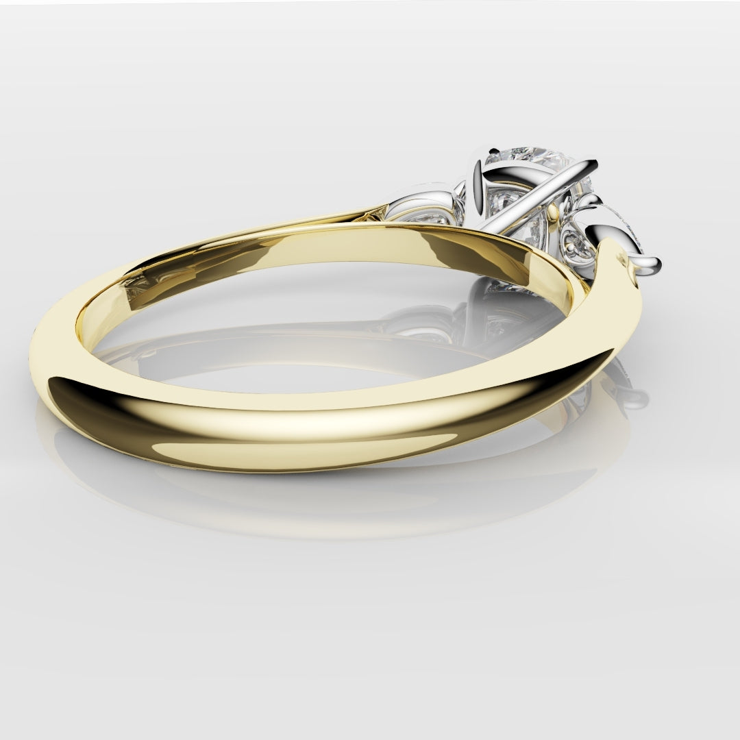 Cushion Cut Engagement Ring With Pear Shoulder Diamonds