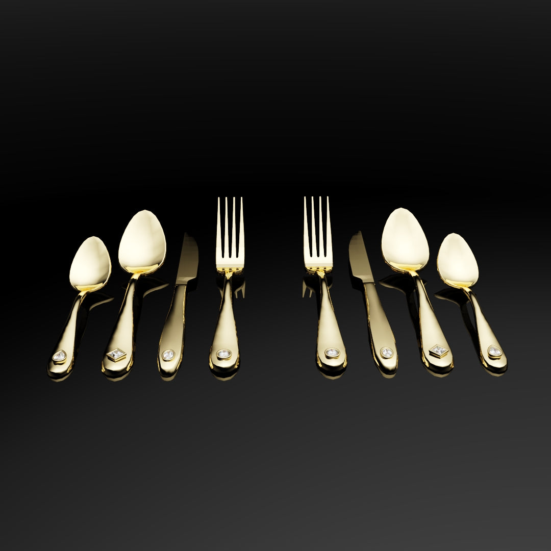 18ct Yellow Gold Cutlery Set