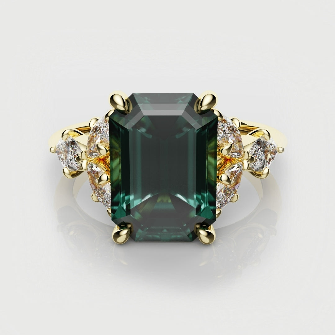 4ct teal sapphire engagement ring