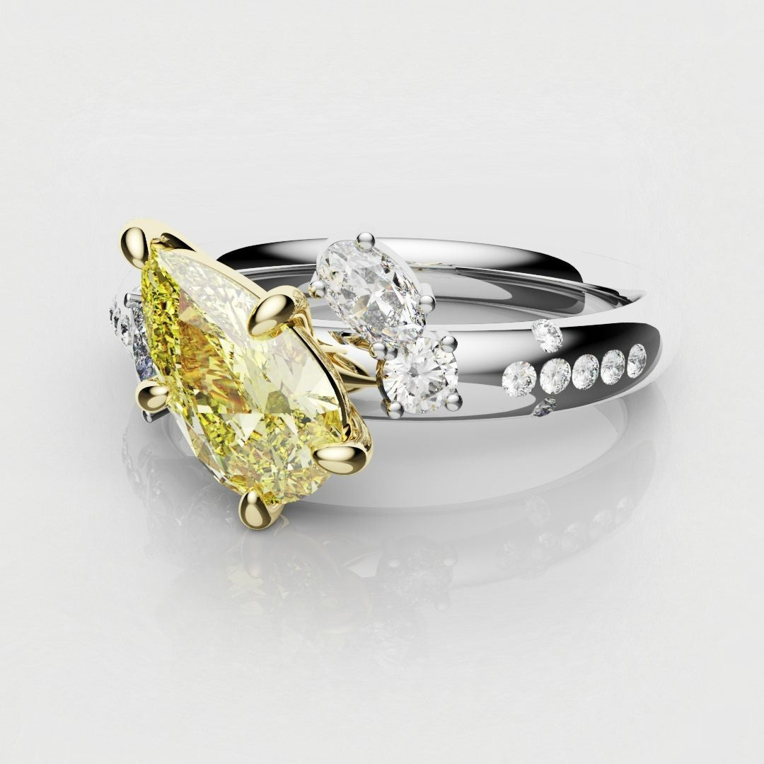 pear shaped yellow diamond engagement ring