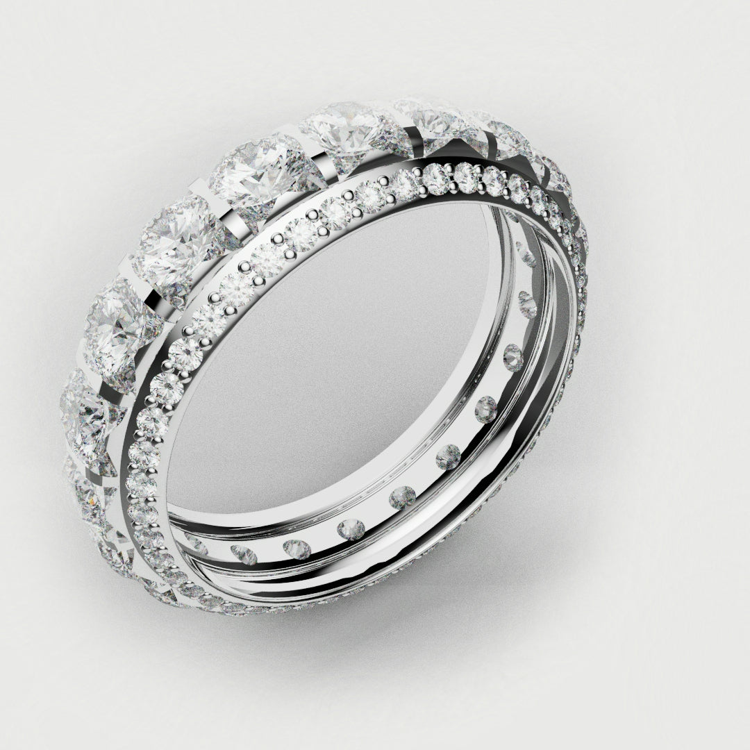 Kevin and Sally - Eternity With 3 x Diamond Rows