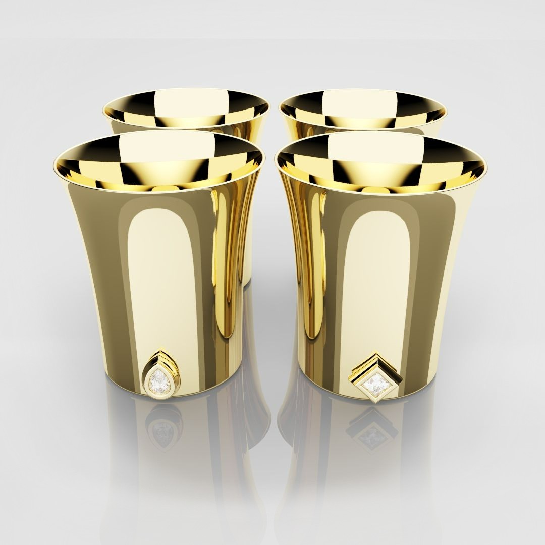 50mm 18ct Yellow Gold Shot Glasses