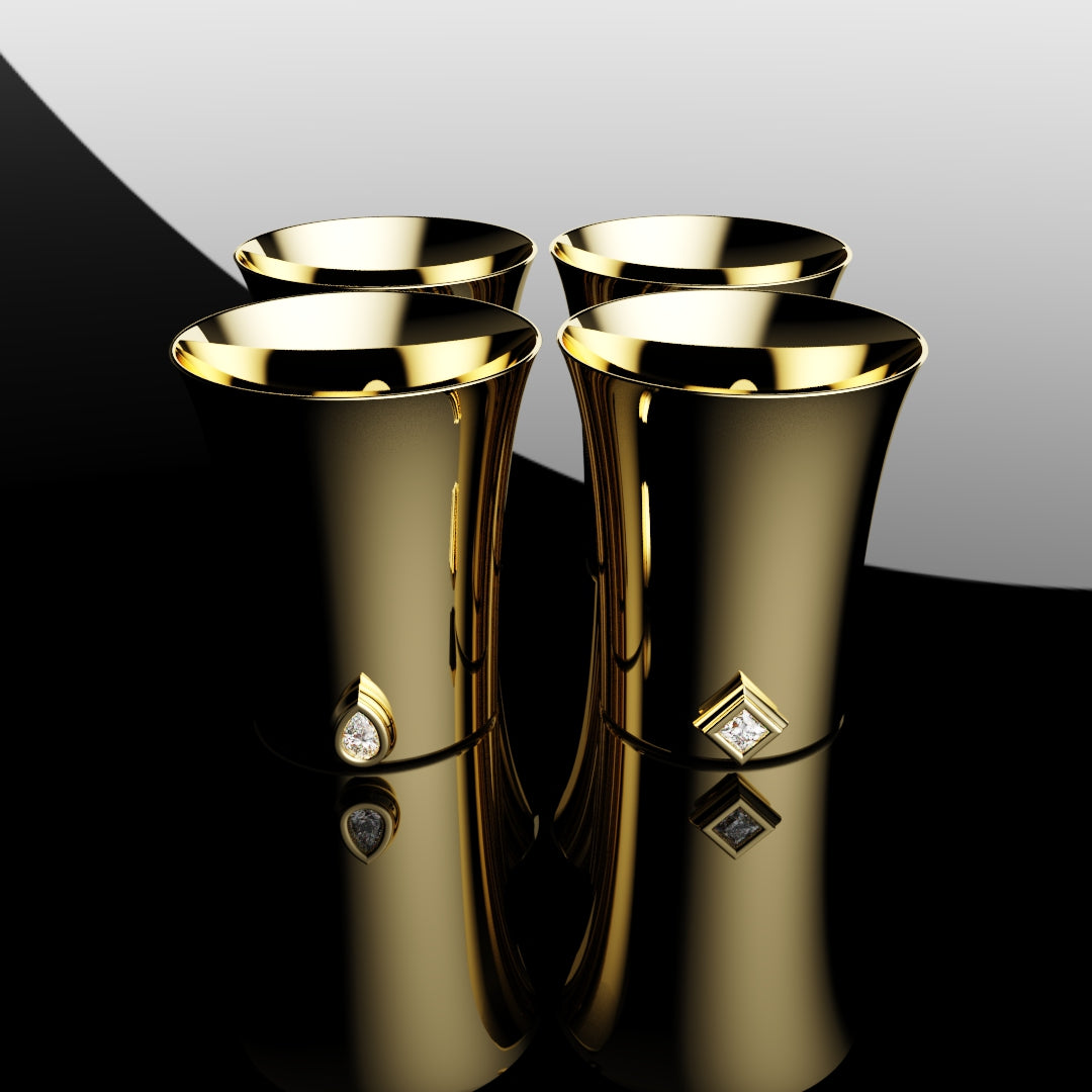 50mm 18ct Yellow Gold Shot Glasses