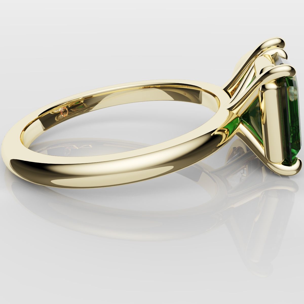 Emerald and Pear Diamond Two Stone Engagement Ring