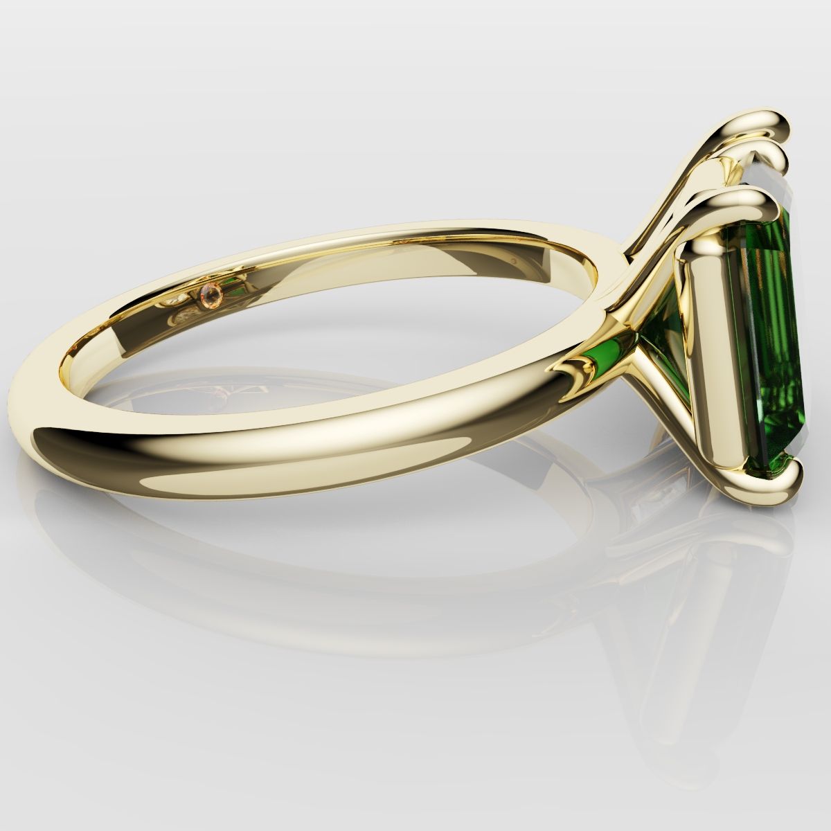 Emerald and Pear Diamond Two Stone Engagement Ring