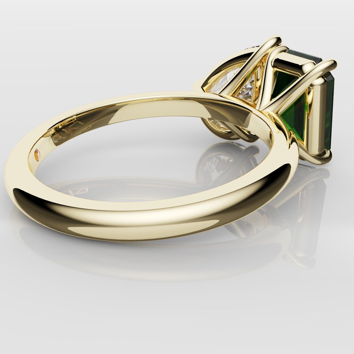 Emerald and Pear Diamond Two Stone Engagement Ring