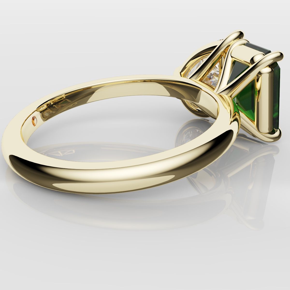 Emerald and Pear Diamond Two Stone Engagement Ring