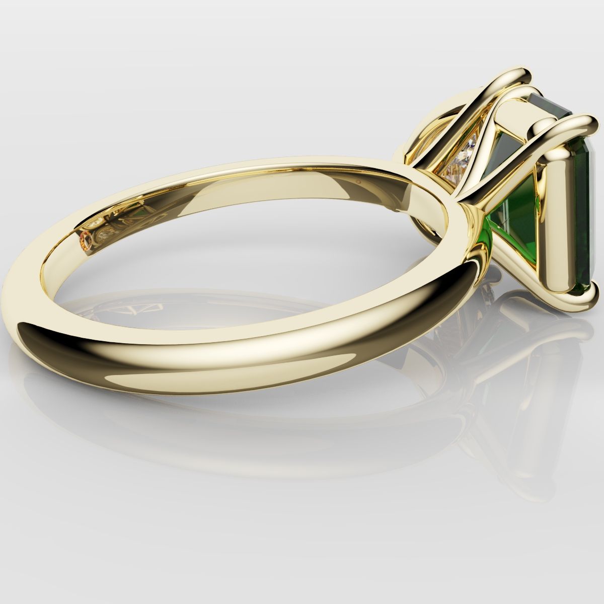 Emerald and Pear Diamond Two Stone Engagement Ring
