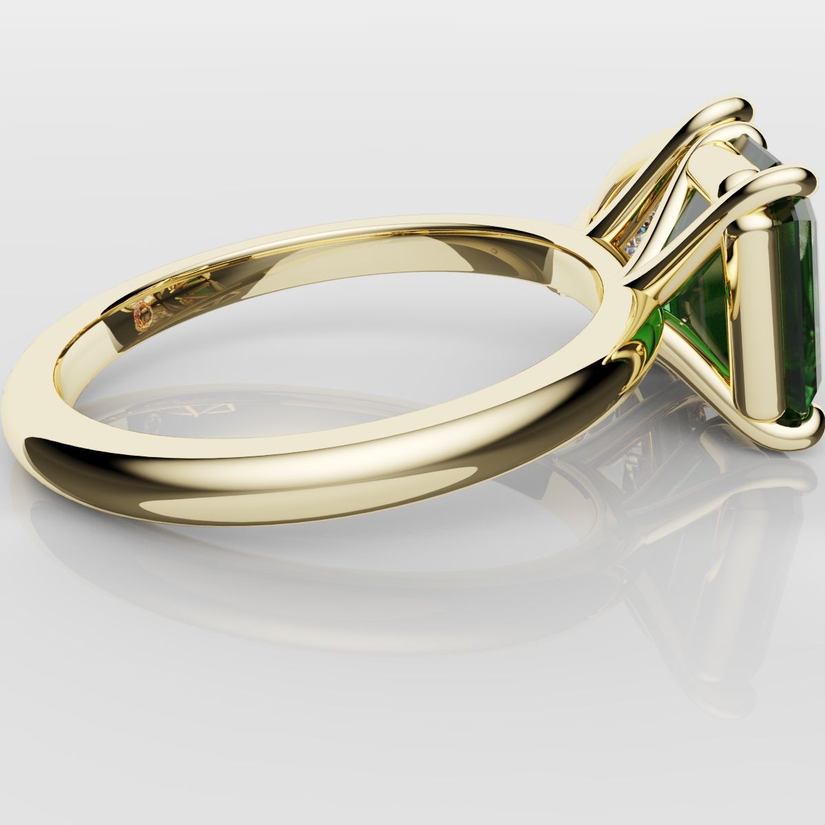 Emerald and Pear Diamond Two Stone Engagement Ring