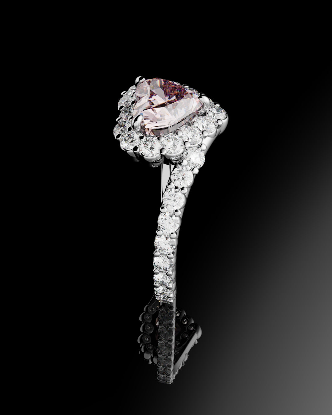 fancy pink heart diamond halo engagement ring