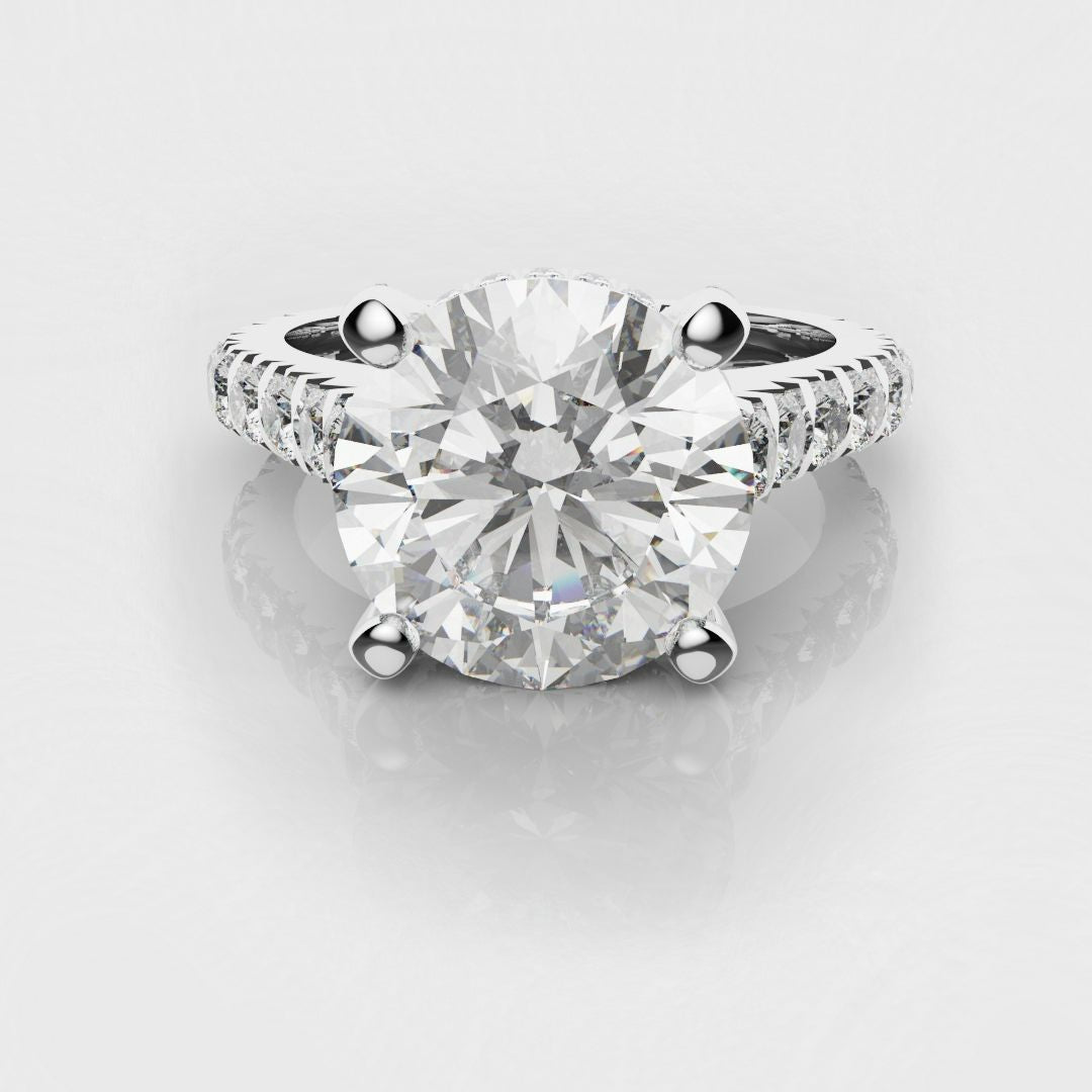 round brilliant cut hidden halo engagement ring