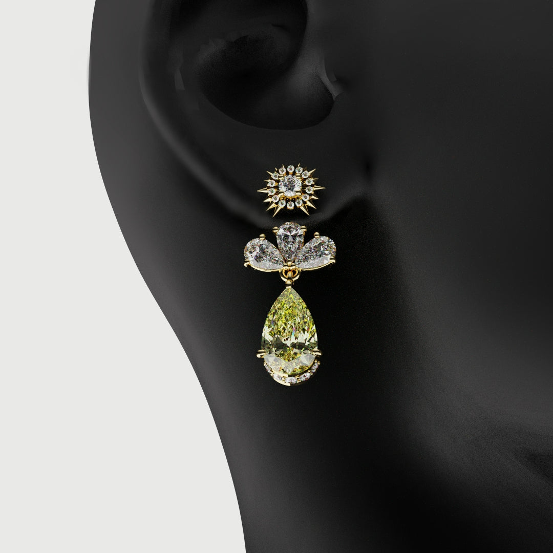 Bespoke High Jewellery Sun and Moon Earrings - Yellow Gold