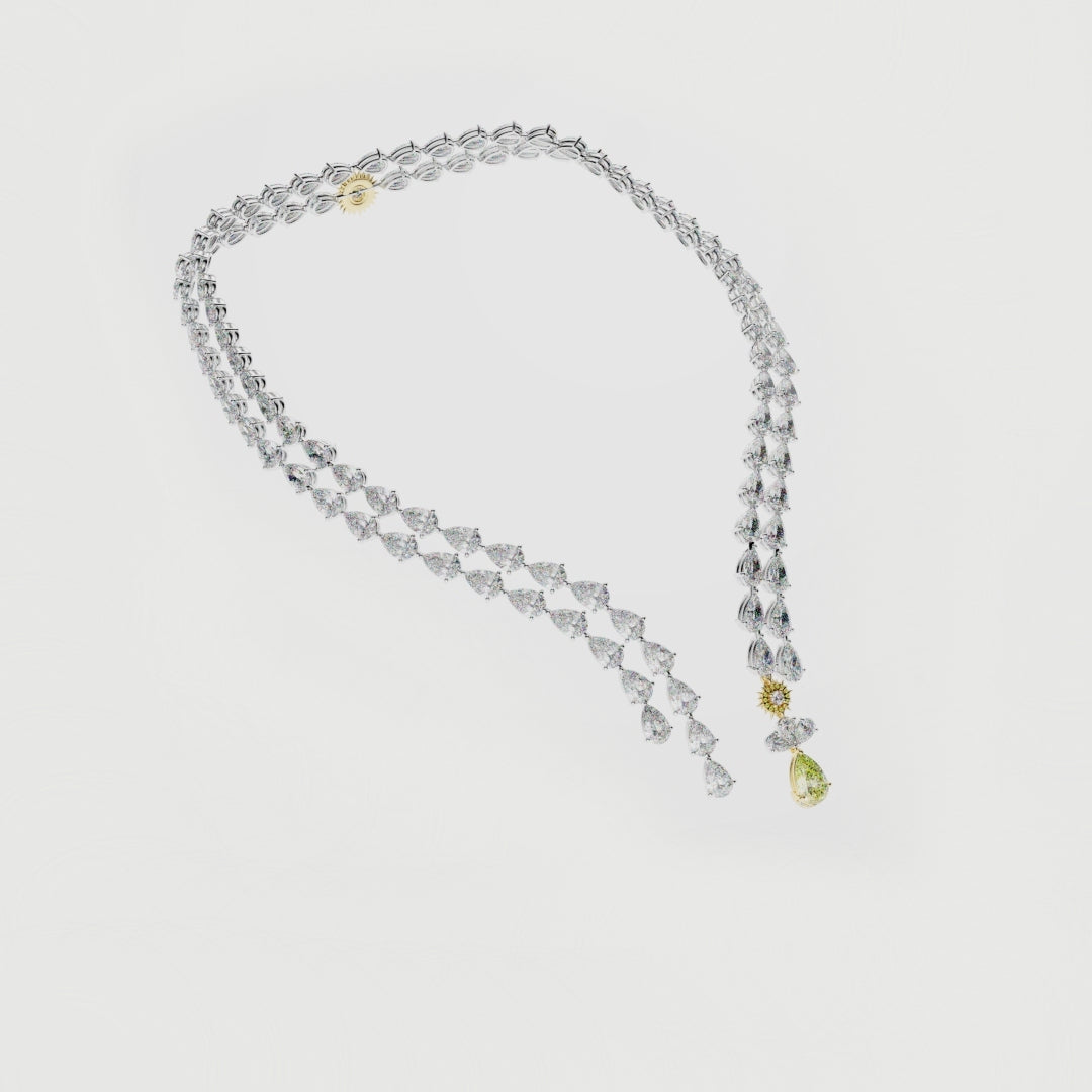 Bespoke High Jewellery Sun and Moon Necklace - White gold and Yellow Gold