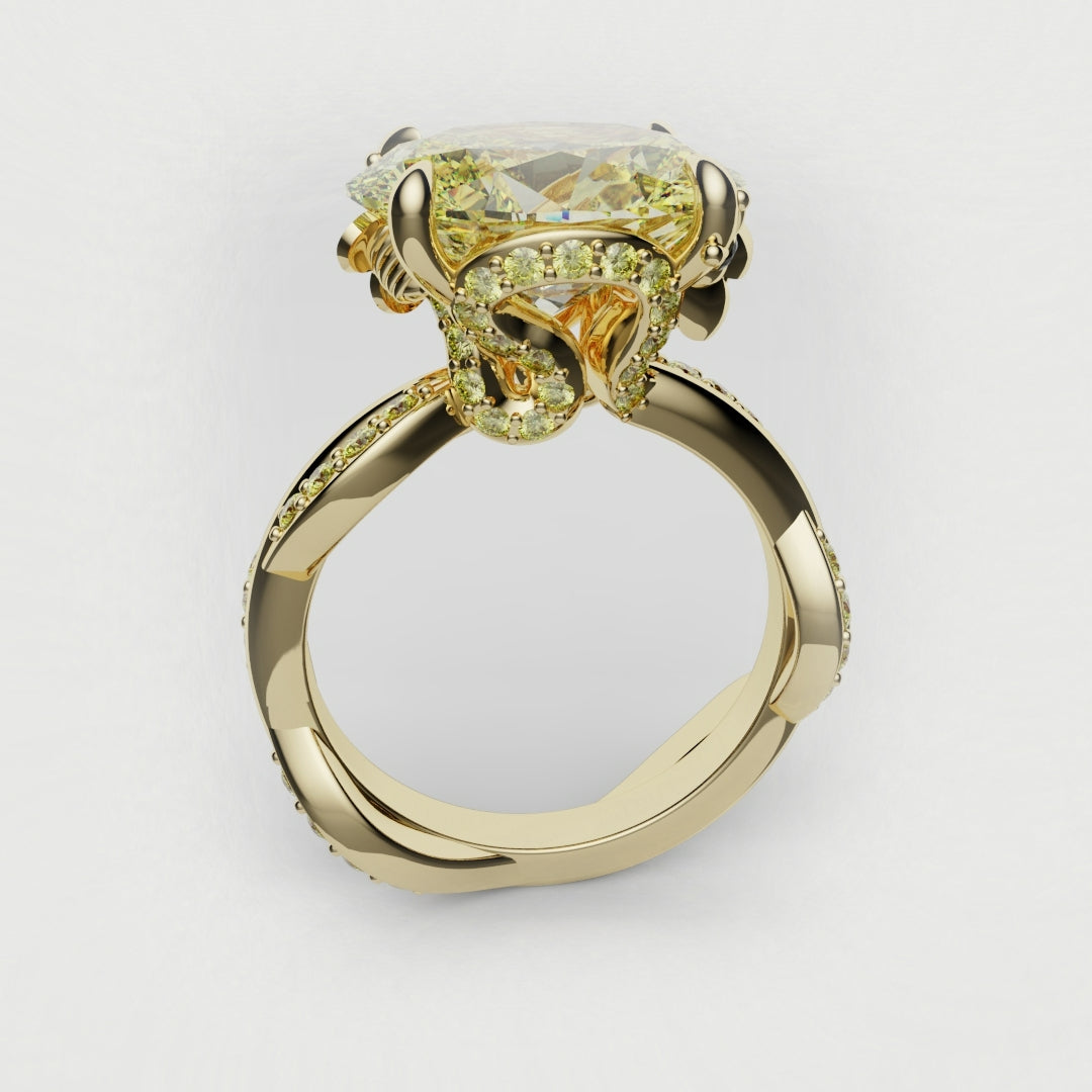 Oval Yellow Diamond Hidden Halo Honey Bee Engagement Ring