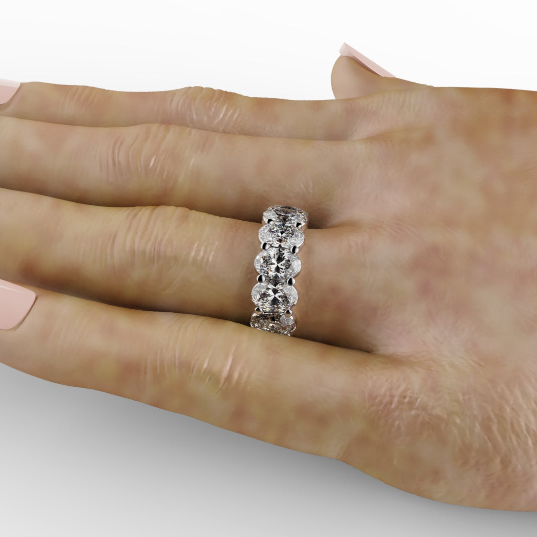 7.5ct Oval Diamond Full Eternity Ring - Platinum