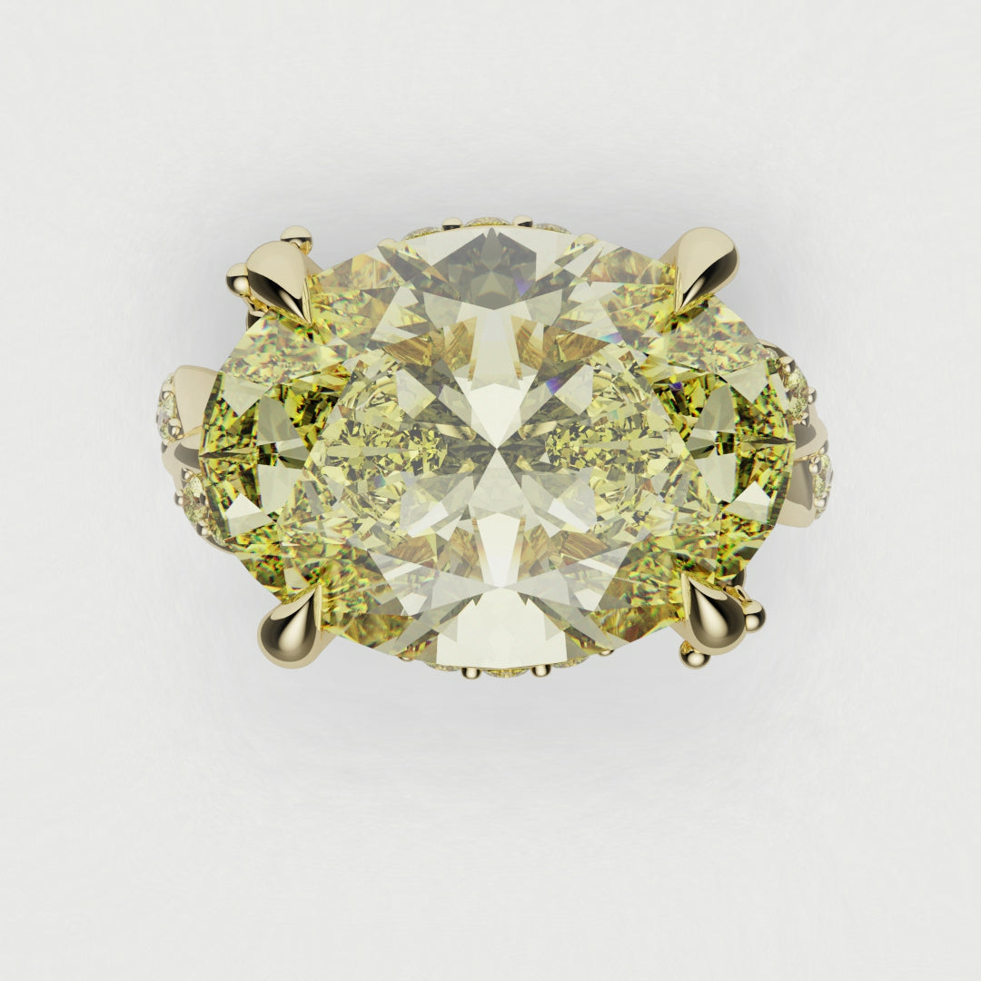 Oval Yellow Diamond Hidden Halo Honey Bee Engagement Ring