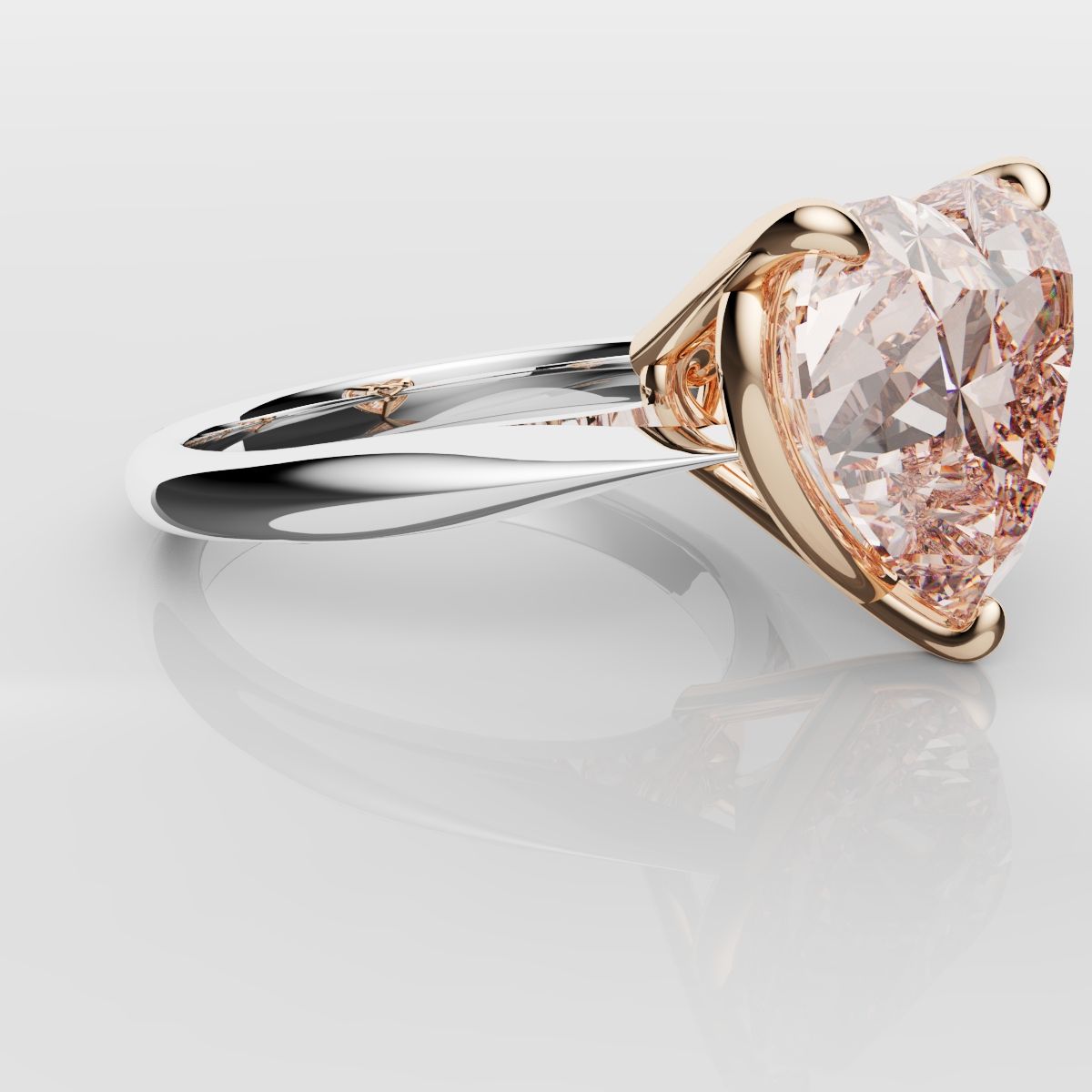 Solitaire Pink Heart Diamond Engagement Ring