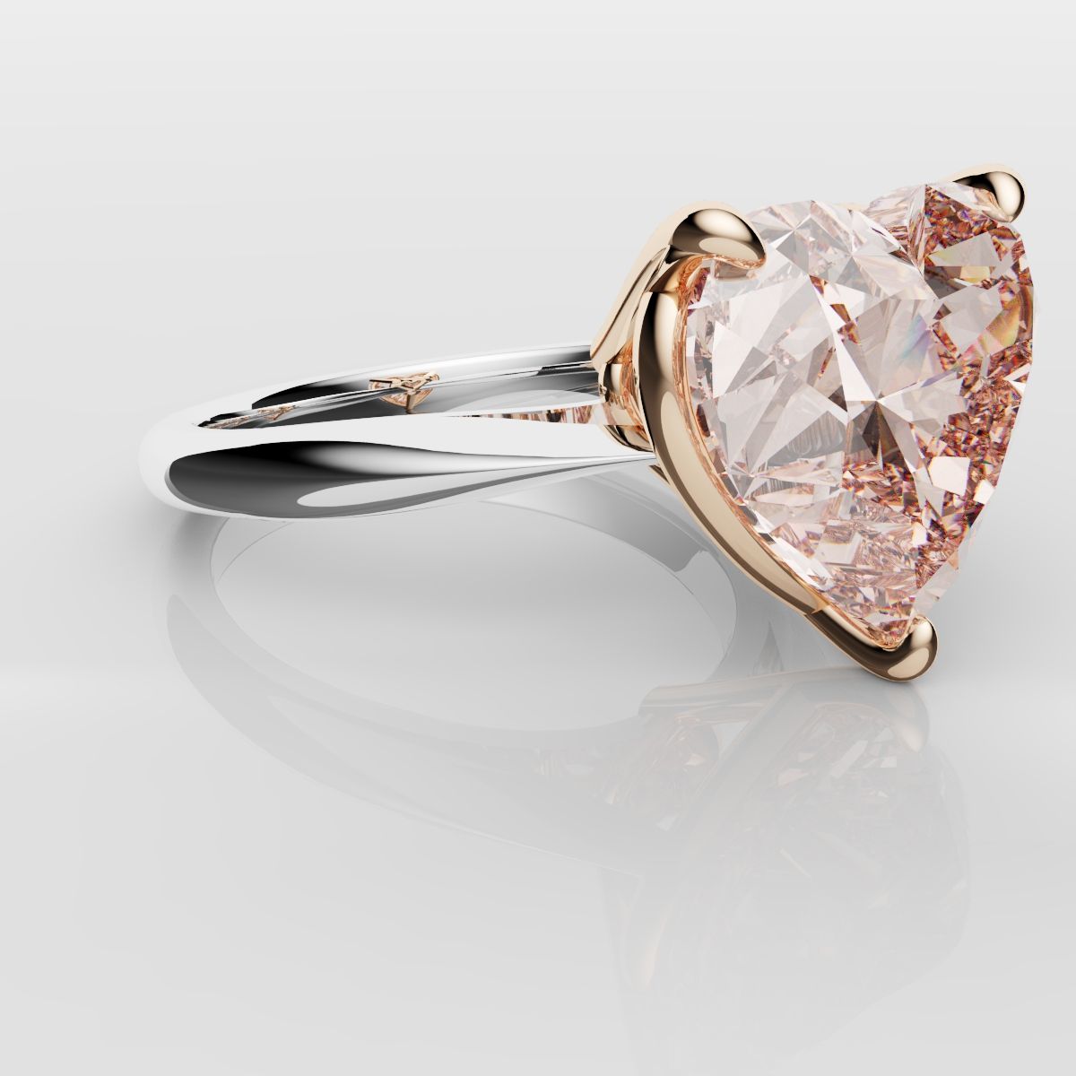 Solitaire Pink Heart Diamond Engagement Ring