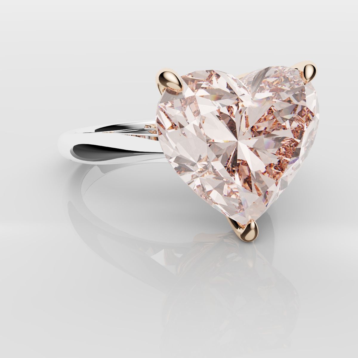 Solitaire Pink Heart Diamond Engagement Ring