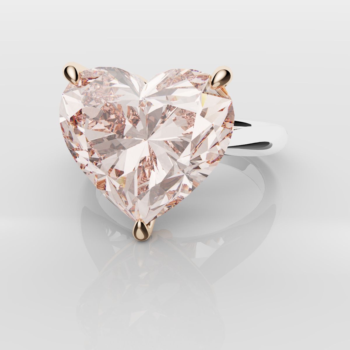 Solitaire Pink Heart Diamond Engagement Ring