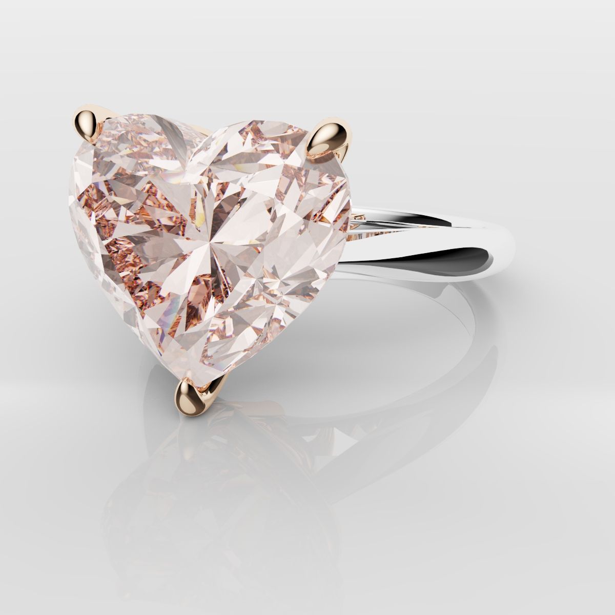 Solitaire Pink Heart Diamond Engagement Ring