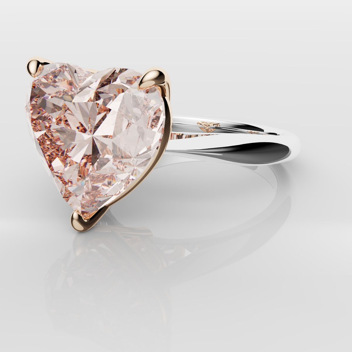Solitaire Pink Heart Diamond Engagement Ring