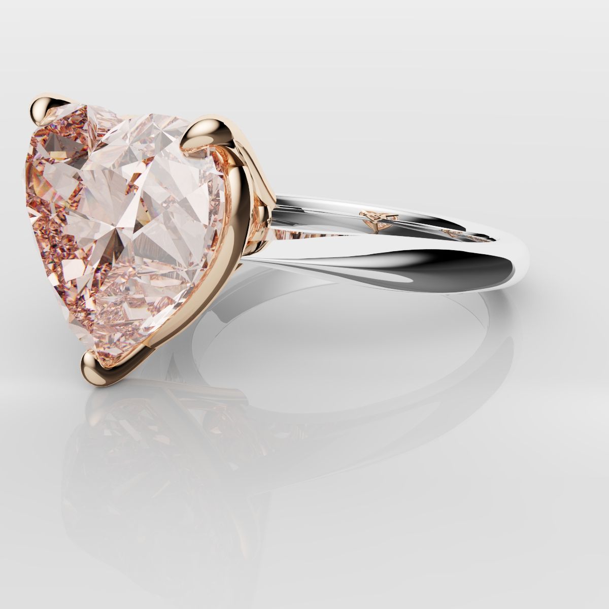 Solitaire Pink Heart Diamond Engagement Ring