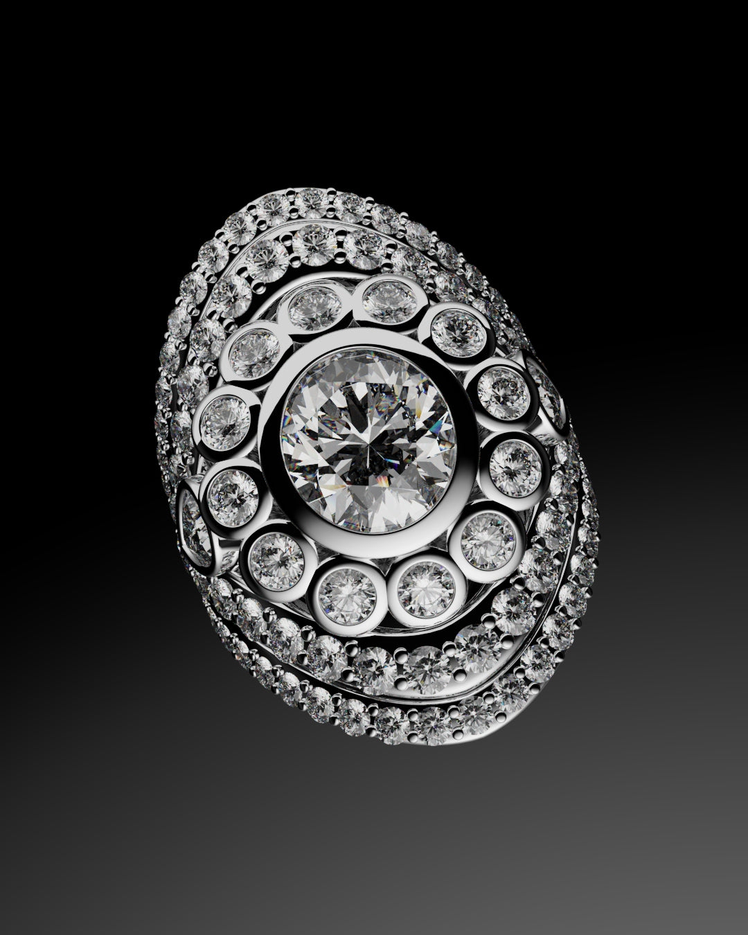 unique diamond platinum cluster engagement ring