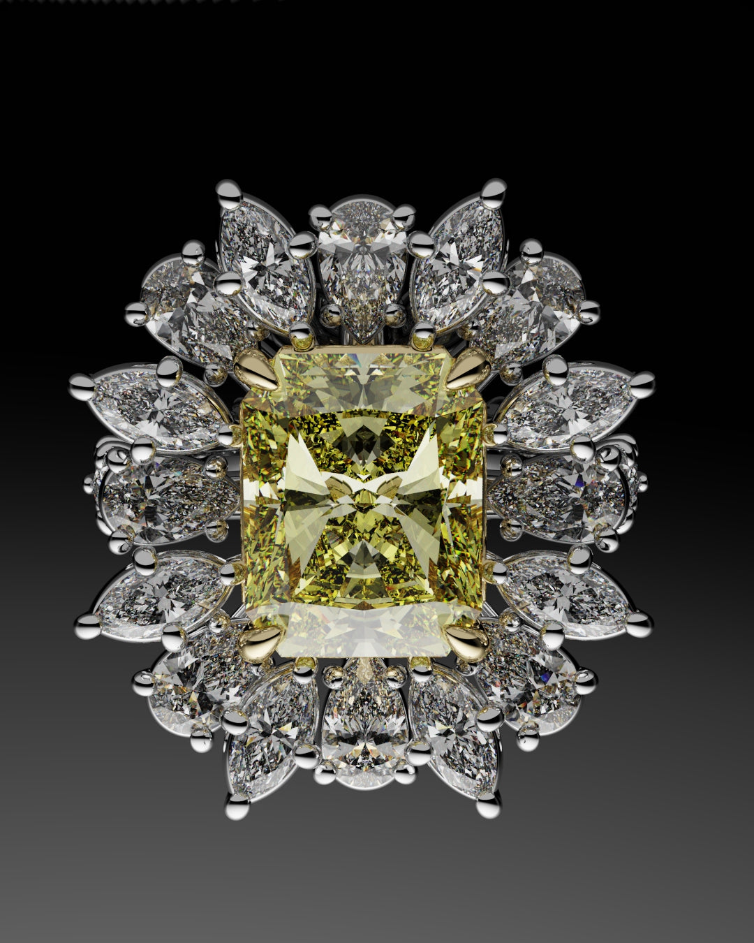 2ct canary yellow radiant cut engagement ring