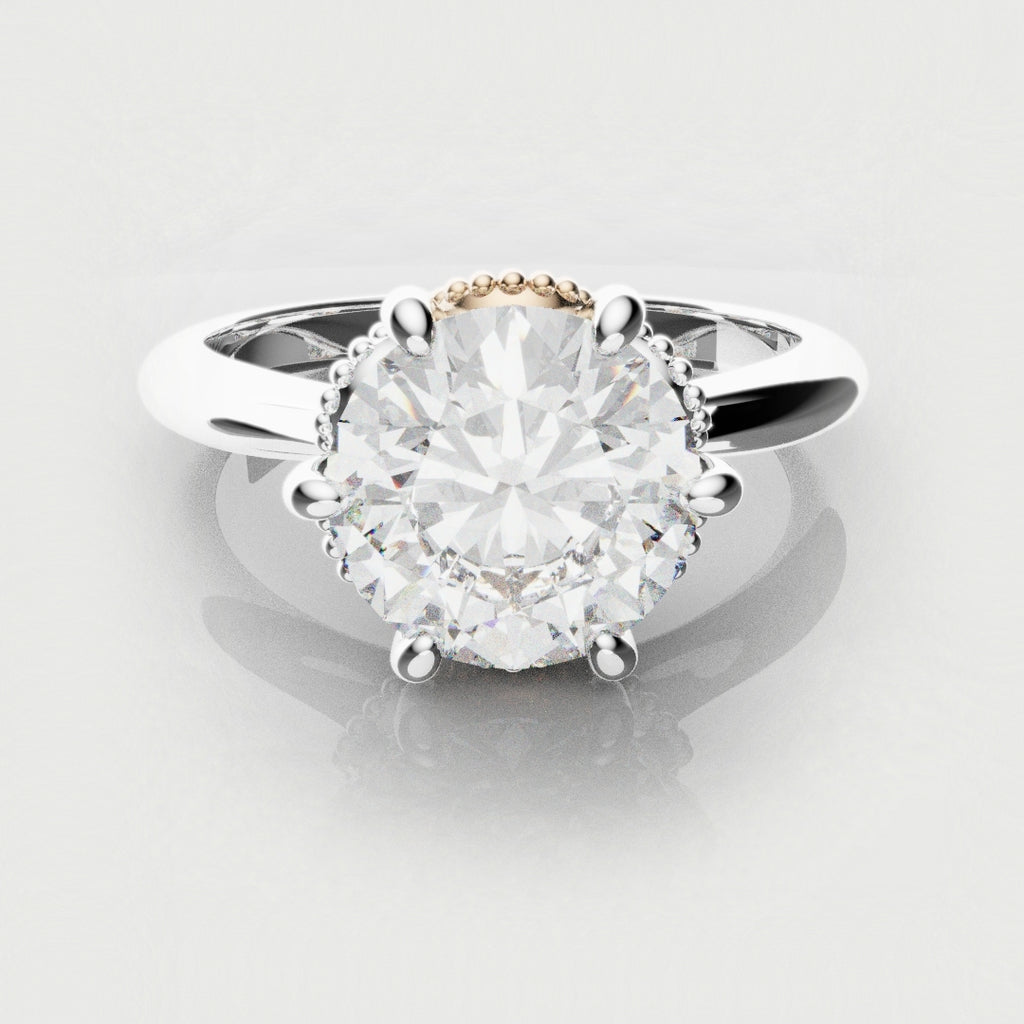 Round Brilliant Cut with Unique Pink Pear Diamond Hidden Halo