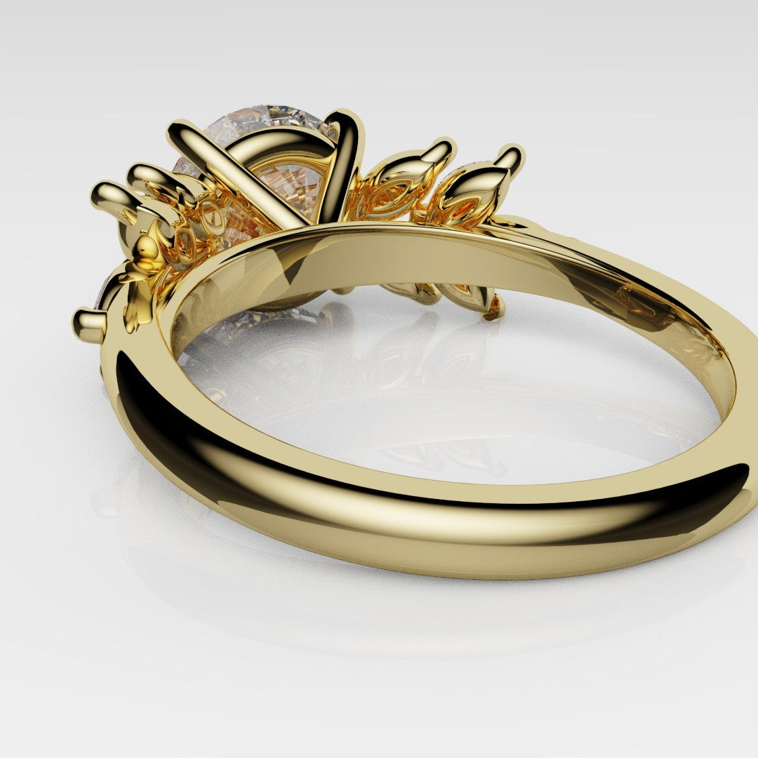 Round Brilliant Cut Diamond With Marquise Ruby Accent Stones