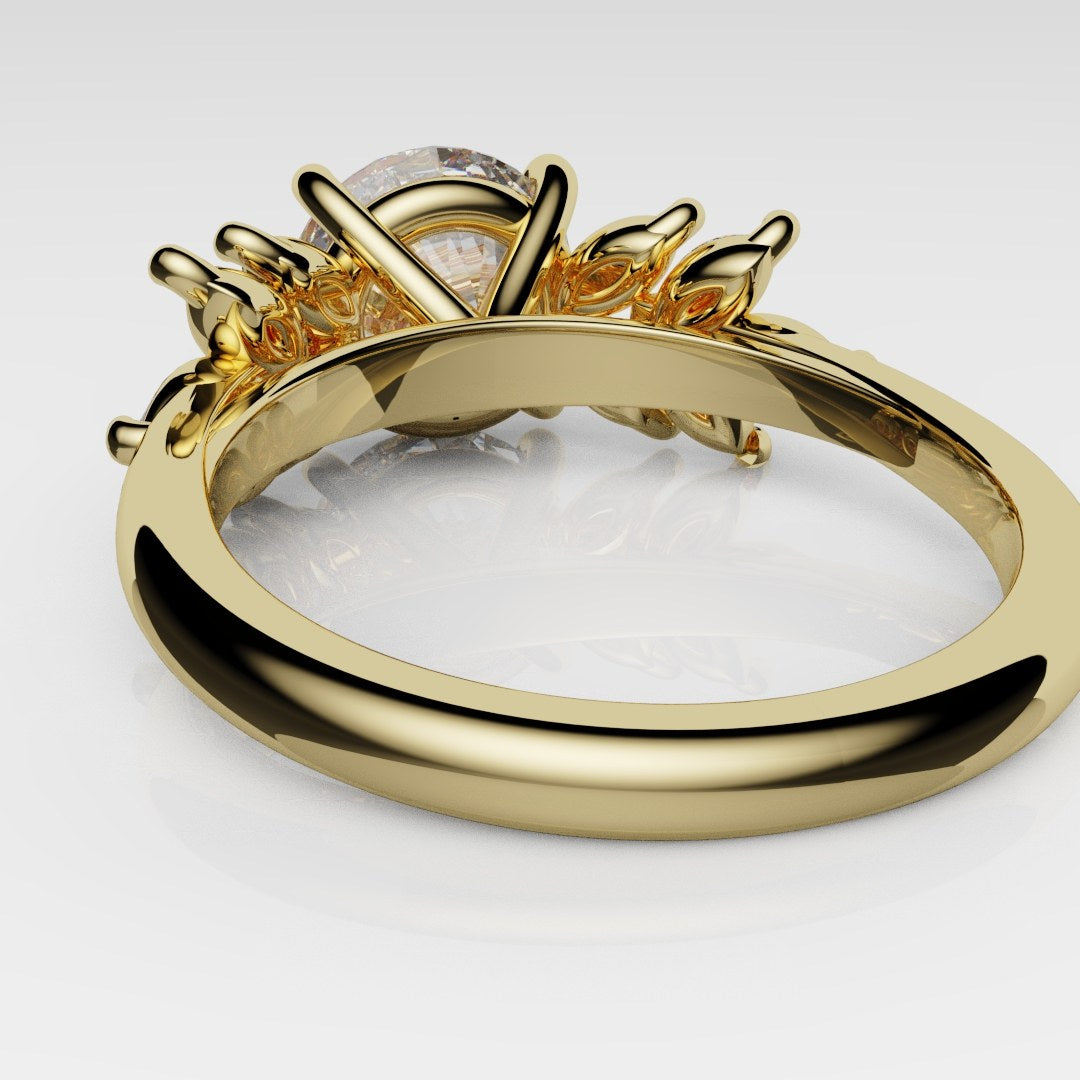 Round Brilliant Cut Diamond With Marquise Ruby Accent Stones