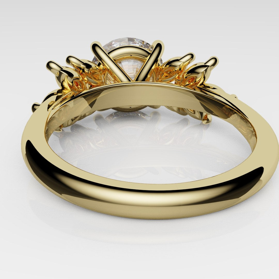 Round Brilliant Cut Diamond With Marquise Ruby Accent Stones