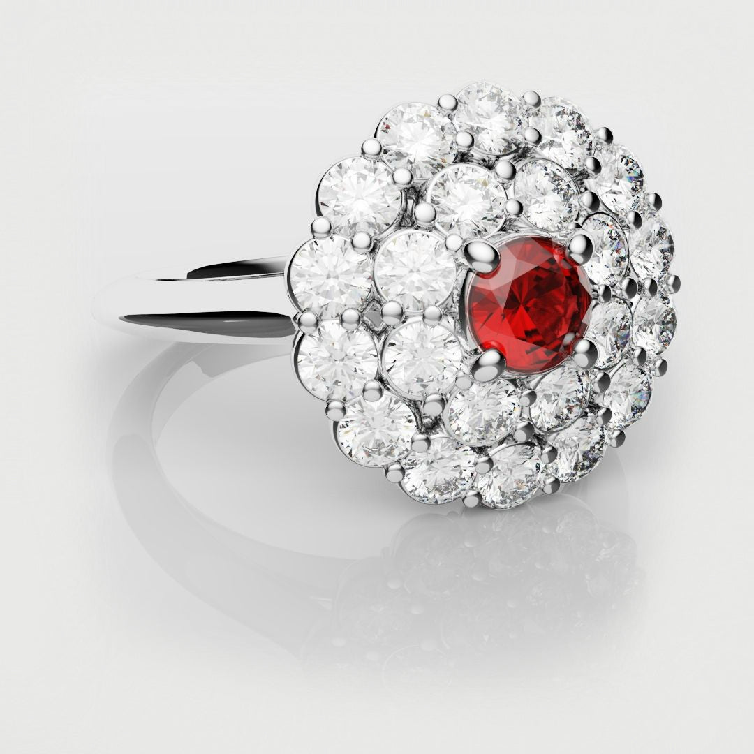 ruby double halo engagement ring